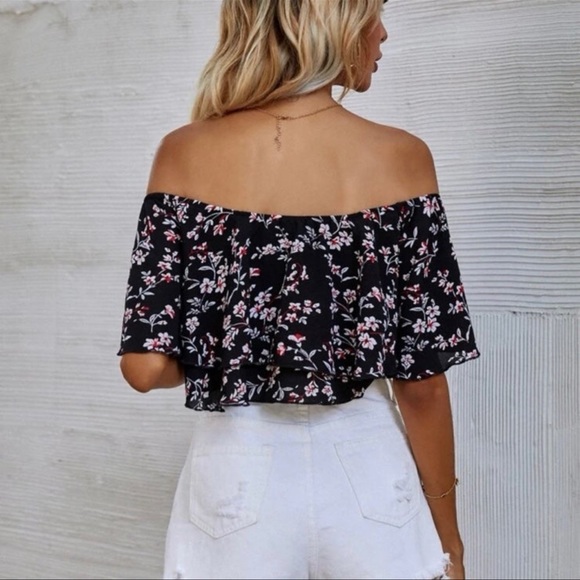 Off the shoulder Bardot top shein floral print - Picture 2 of 4